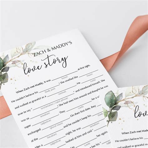 Greenery Wedding Mad Libs Game For Bridal Showers Editable Template Littlesizzle