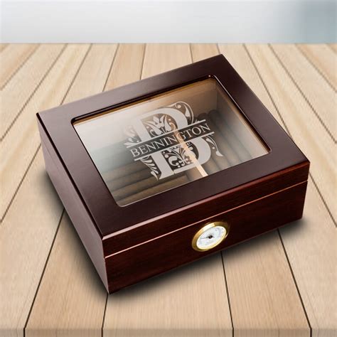 Personalized Glass Top Cigar Humidor Engraved Humidor Etsy