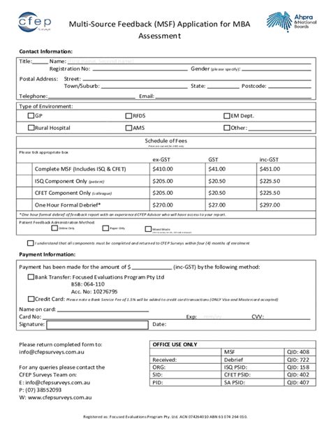 Fillable Online Multi Source Feedback Msf Application For Mba Assessment Fax Email Print