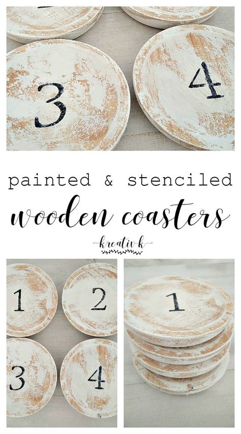 Painted Stenciled Wooden Coasters Kreativk Wooden Coasters Coaster