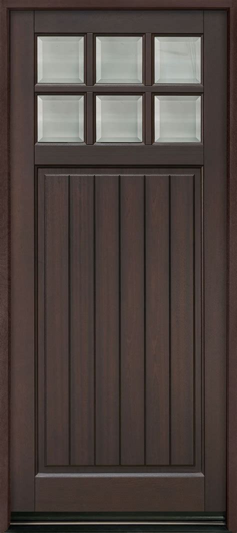 113PW Mahogany Walnut Classic Entry Door Clear Beveled Glass By