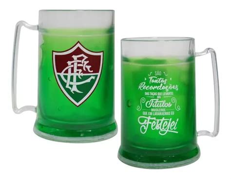 Caneca Fluminense Gel Verde Congelante 300 Ml Escudo Oficial