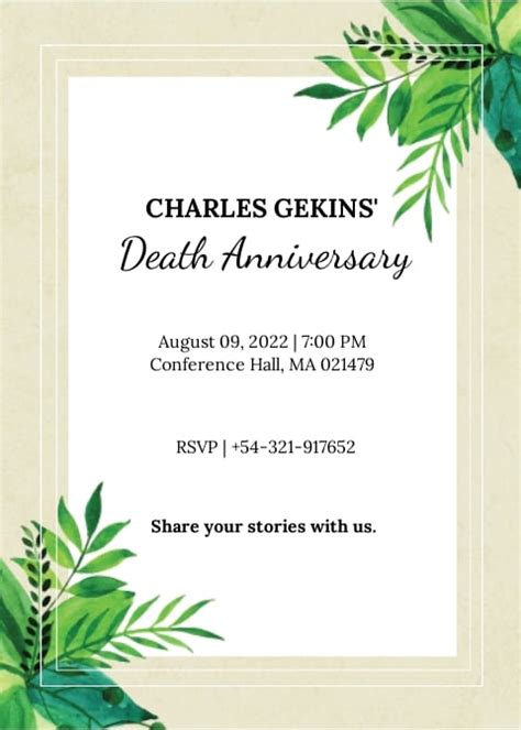 Free Death Anniversary Invitation Templates - PRINTABLE TEMPLATES