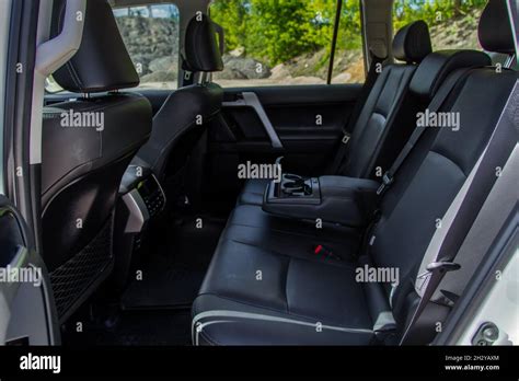 Modern SUV Car Inside Leather Black Back Passenger Seats In Modern