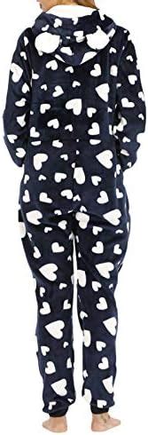 Jumpsuit Damen Winter Damen Pyjama Jumpsuit mit Kapuze Füßen Casual