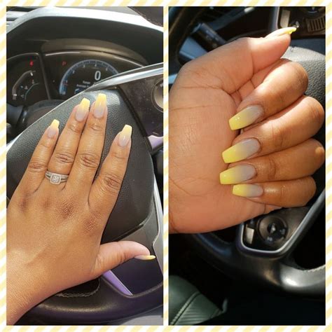 Coffin Yellow And Gray Ombre Nails Ombre Nails Glitter Ombre Nails