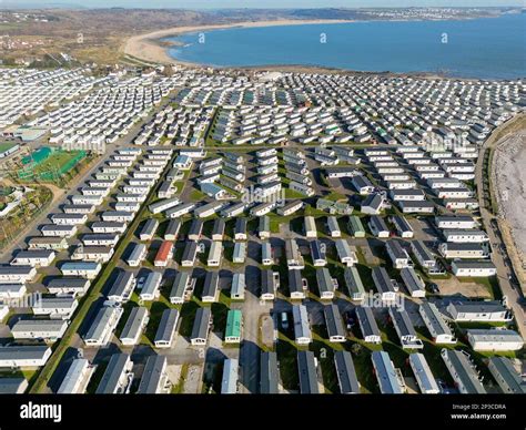 Porthcawl, Wales - March 2023: Aerial view of Trecco Bay holiday ...