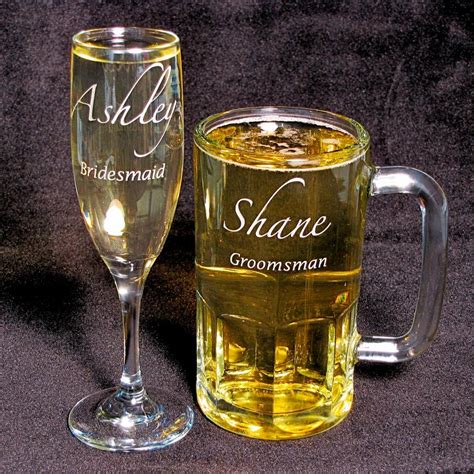 10 Champagne Flutes Groomsmen Beer Mugs Personalized Wedding