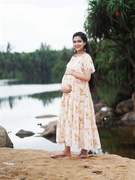 Maternity Photoshoot Gown Yellow Floral