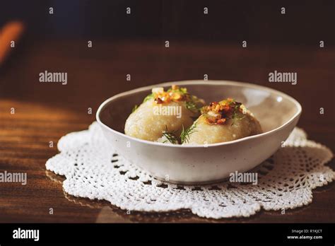 Traditional Lithuanian Dish Of Stuffed Potato Dumplings Cepelinai