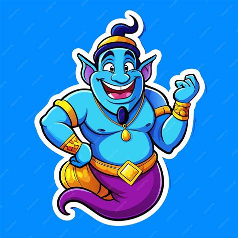 Premium Vector Genie Flying Out Of The Lamp Hand Drawn Sticker Icon