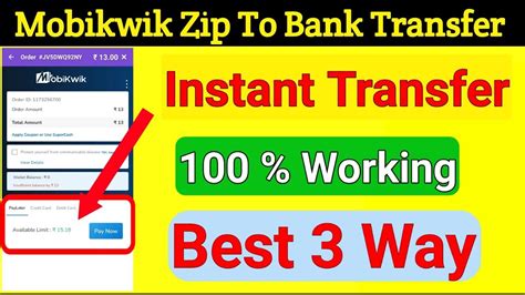 Mobikwik Zip Balance To Bank Transfer Mobikwik Wallet To Bank