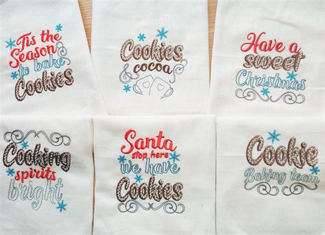 Merry Christmas Kitchen Cookie Baking Saying Set Of 6 Kitchen Etsy