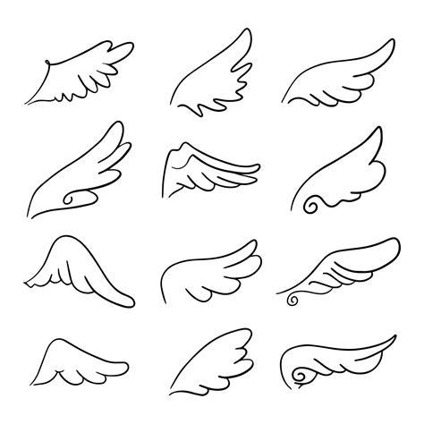 Premium Vector Sketch Angel Wings Angel Feather Wing Vector Illustration