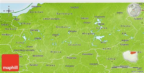 Physical D Map Of Warminsko Mazurskie