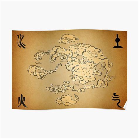 Avatar: Last Airbender World Map Premium Matte Vertical Poster Designed ...