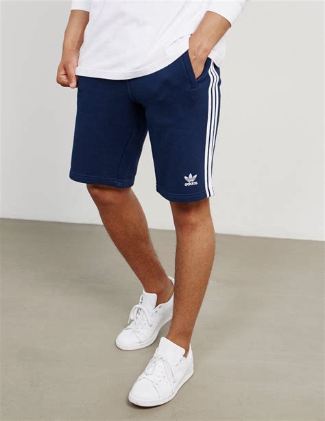 Lyst Adidas Originals Mens 3 Stripes Fleece Shorts Navy Blue In Blue For Men