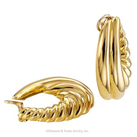 Clip-on Large Gold Hoop Earrings For Sale at 1stdibs