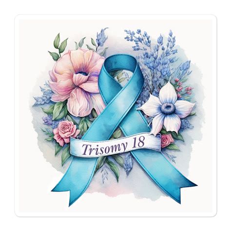 Trisomy 18 Awareness Sticker For Trisomy 18 Warriors Blue Ribbon