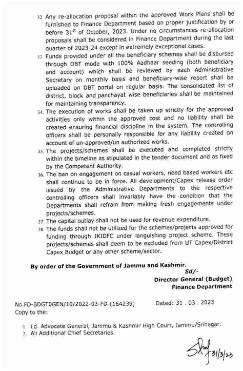 J K Govt Orders Authorization Of Capex Budget Out Of Approved Be