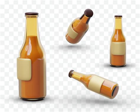 3d Glass Bottle View From Different Angles Element For Web Design Advertising Creation