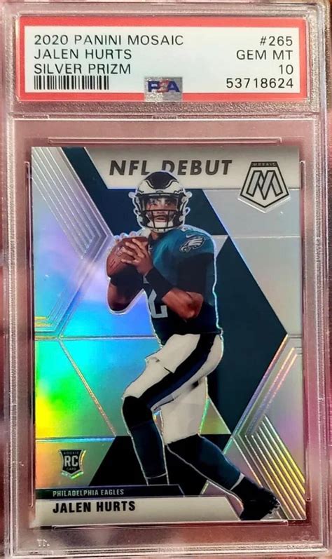 Jalen Hurts Rookie Card Panini Nfl Debut Silver Holo Psa Eagles Star