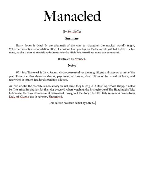 Manacled By Senlinyu Epub E Book Word Docs For Binding And Editing