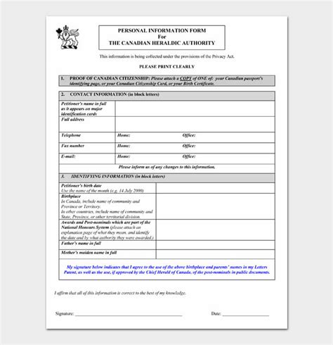 Free 12 Personal Information Forms Pdf Word Excel