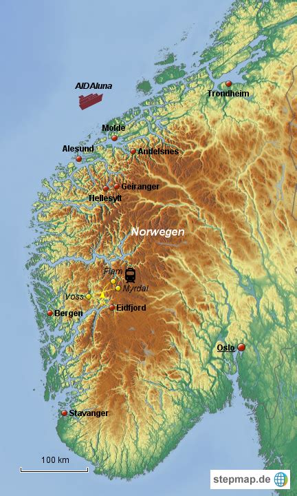 StepMap Norwegens Fjorde Landkarte für Norwegen