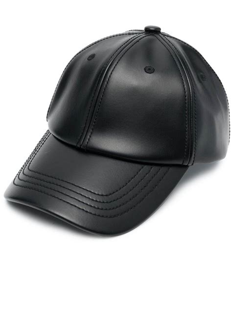 Acne Studios Faux Leather Baseball Cap Black Editorialist