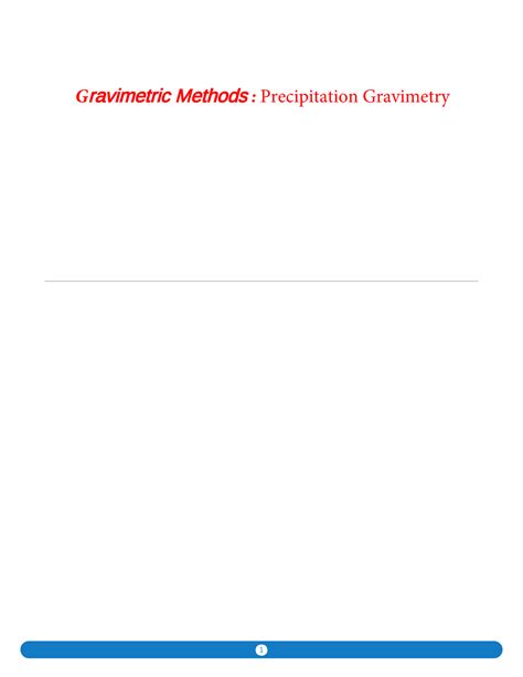 Gravimetric Methods Precipitation Gravimetry 1 G Ravimetric Methods