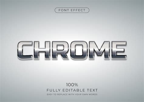 Effet De Texte Chrome Style De Police Modifiable Vecteur Premium