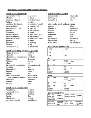 Realidades 2 Chapter 2a Vocabulary Pdf Fill Online Printable