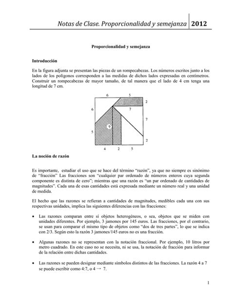 Notas De Clase Proporcionalidad Y Semejanza 2012