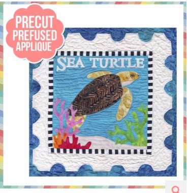 Sea Life Sea Turtle Quilt Pattern Block With Precut Prefused