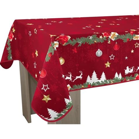 Nappe Anti taches Noël Rouge Rectangle 150x350 cm Traitée déperlant