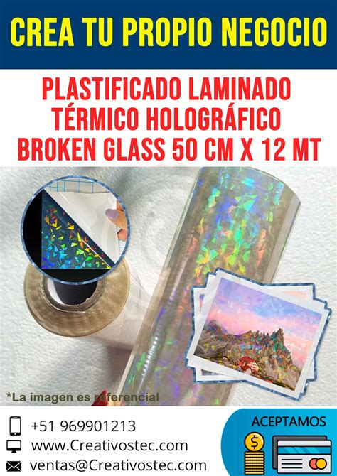 Plastificado Laminado Termico Holografico Broken Glass