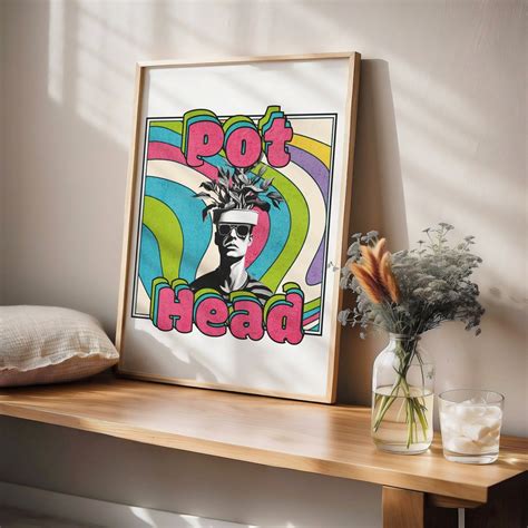 Retro Wall Art Print Pot Head Poster Funky Wall Art Bookshelf Decor Wall Decor For Room Decor