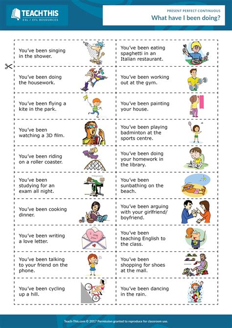 Present Perfect Continuous Tense Worksheets