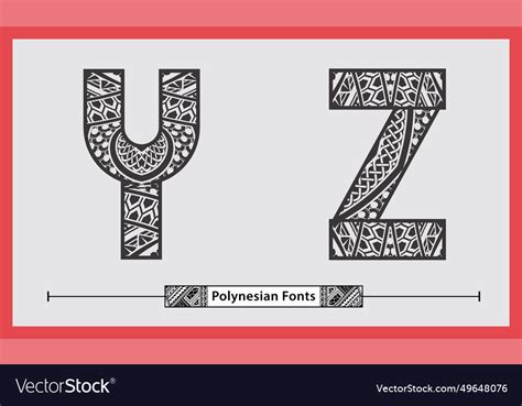 Alphabet polynesian style in a set yz Royalty Free Vector