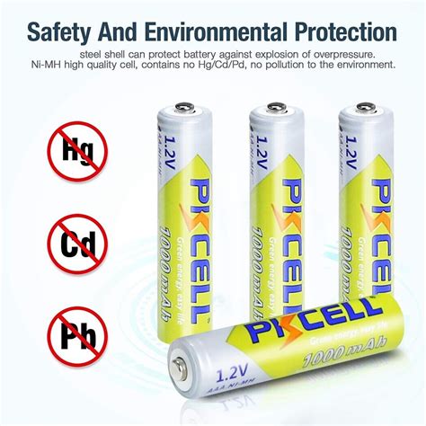 Pcs Pkcell Aaa Rechargeable Batteries Mah Ni Mh V Battery For