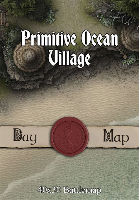 40x30 Battlemap Primitive Ocean Village Seafoot Games Camps