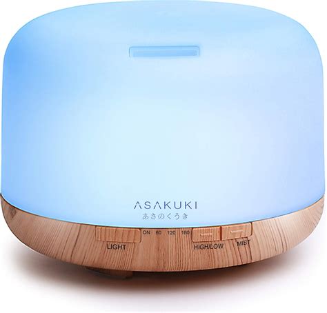 Asakuki 500ml Essential Oil Diffuser 5 In 1 Ultrasonic Aromatherapy