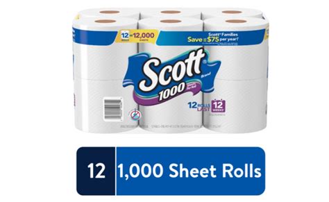 In Stock! Scott 1000 Toilet Paper, 12 Rolls, 12,000 Sheets at Walmart ...