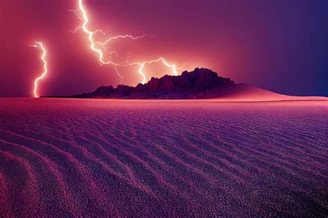 Premium Photo Thunderstorm Supercell With Giant Lightning Over Desert