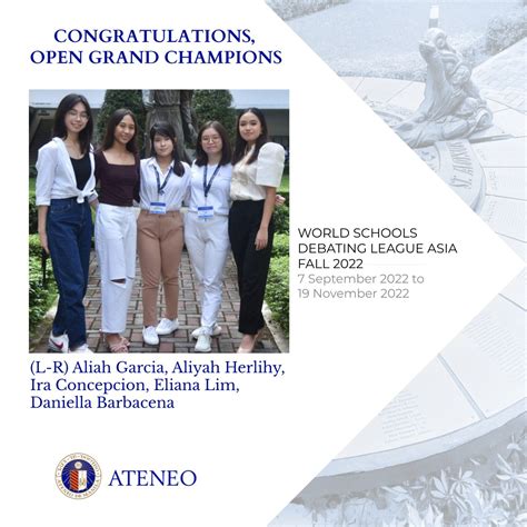 Ateneo White is open grand champ of World Schools Debating League Asia | News | Ateneo de Manila ...