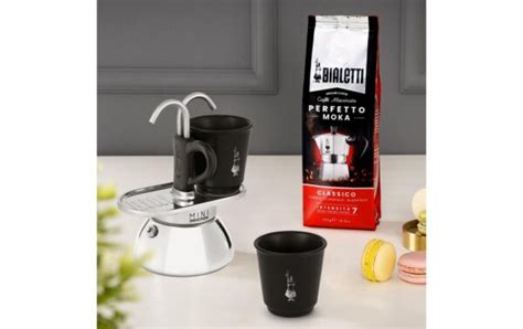 Bialetti Espressokocher Mini Express Induktion Tassen Schwarz