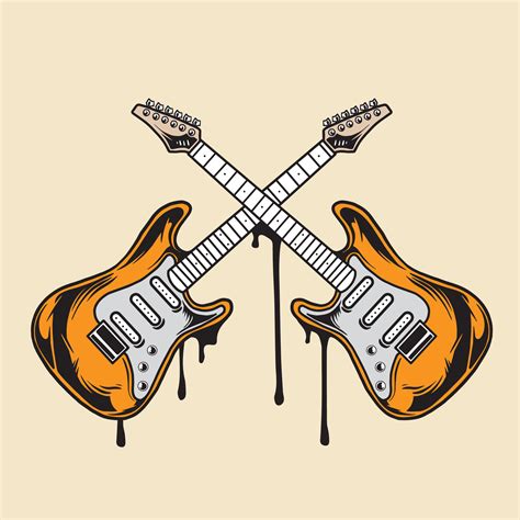 Guitar Crossed Vector Art Vector Art At Vecteezy