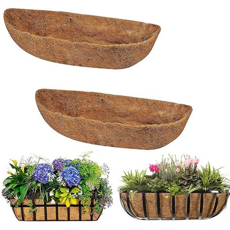 2 Pack Trough Coco Liner Fiber Replacement For Planters30 Inch Half Moon Coconut Coir Planter