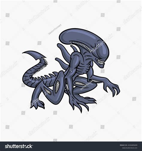 Xenomorph Vector Illustration Cartoon Clipart เวกเตอรสตอก ปลอดคา